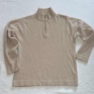 Izod 100% Cashmere Men's Quarter Zip Light Tan/Cream Sweater size M (A)
